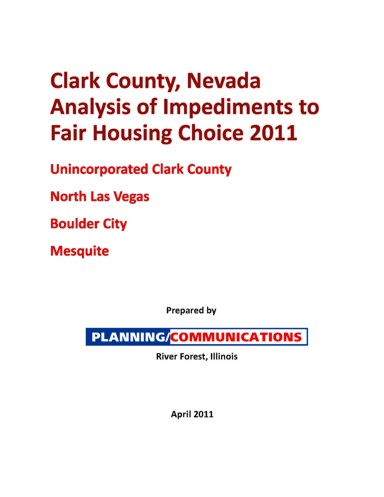 Clark County NV AI 2011 Cover