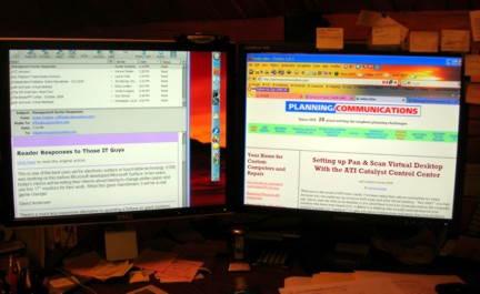 Dual pan and scan desktop monitors